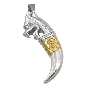 Stainless Steel dragon charm pendant horn gold plated, approx 15-40mm