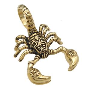 Stainless Steel zodiac Scorpion charm pendant antique gold, approx 35-55mm