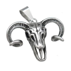 Stainless Steel Ram charm pendant antique silver, approx 35-42mm