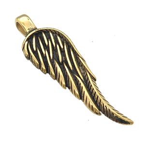 Stainless Steel Angel Wing pendant antique gold, approx 20-55mm