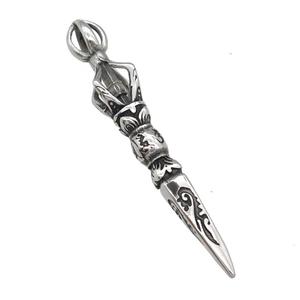 Stainless Steel charm pendant antique silver, approx 70mm