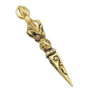 Stainless Steelcharm pendant antique gold, approx 70mm