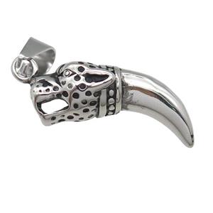 Stainless Steel Leopard pendant antique silver, approx 14-38mm