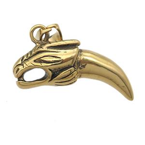 Stainless Steel dragon pendant antique gold, approx 14-38mm