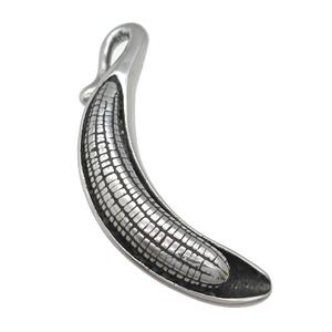 Stainless Steel banana pendant antique silver, approx 16-60mm