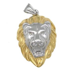 Stainless Steel Lion charm pendant gold plated, approx 28-38mm