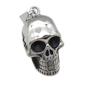 Stainless Steel skull charm pendant antique silver, approx 21-34mm