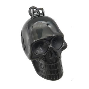 Stainless Steel skull charm pendant black plated, approx 21-34mm
