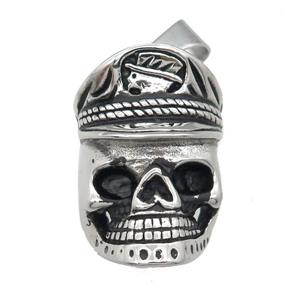 Stainless Steel pirate skull charm pendant antique silver, approx 23-34mm