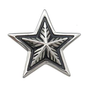Stainless Steel Star pendant antique silver, approx 44mm