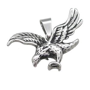 Stainless Steel eagle charm pendant antique silver, approx 43-45mm