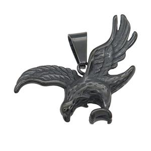 Stainless Steel eagle pendant black plated, approx 43-45mm