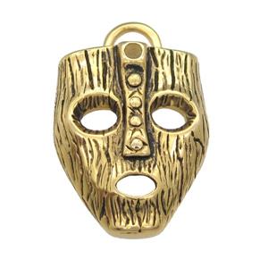 Stainless Steel Mask charm pendant antique gold, approx 31-39mm