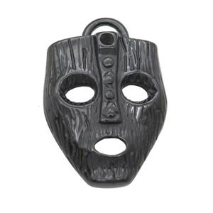 Stainless Steel Mask charm pendant black plated, approx 31-39mm
