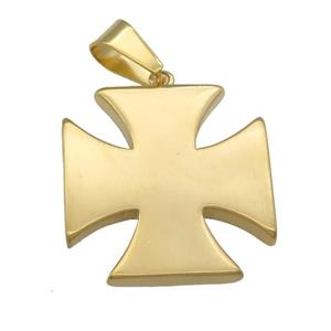 Stainless Steel cross pendant gold plated, approx 34mm