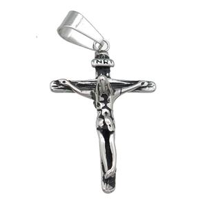Stainless Steel crucifix cross pendant jesus antique silver, approx 30-42mm