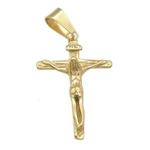 Stainless Steel crucifix cross pendant jesus gold plated, approx 30-42mm