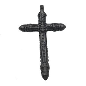 Stainless Steel cross pendant black plated, approx 37-55mm
