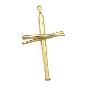 Stainless Steel cross pendant gold plated, approx 30-50mm