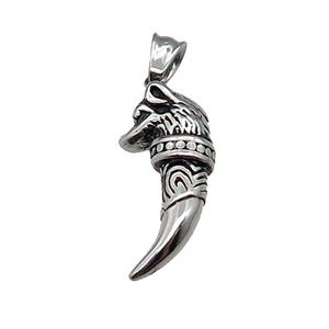 Stainless Steel Wolf Pendant Antique Silver, approx 15-35mm