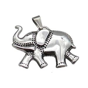 Stainless Steel Elephant Charm Pendant Antique Silver, approx 30-40mm