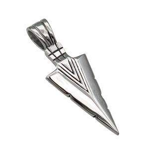 Stainless Steel Arrowhead Charm Pendant Antique Silver, approx 18-55mm, 7-10mm hole