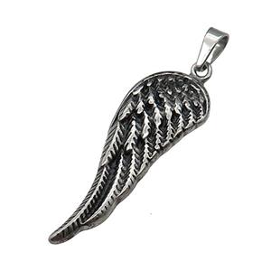 Stainless Steel Angel Wing Charm Pendant Antique Silver, approx 15-40mm