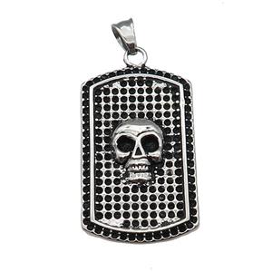 Stainless Steel Skull Charm Pendant Antique Silver, approx 30-50mm