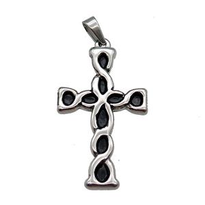 Stainless Steel Cross Pendant Antique Silver, approx 25-42mm