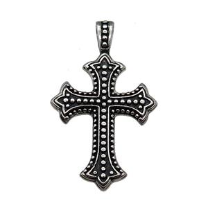 Stainless Steel Cross Pendant Antique Silver, approx 30-40mm, 4mm hole