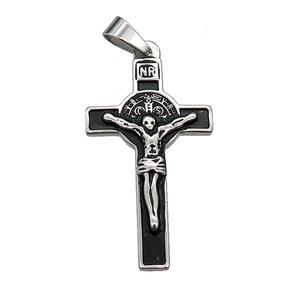 Stainless Steel Cross Charm Pendant Antique Silver, approx 26-50mm