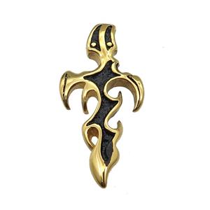 Stainless Steel Sword Charm Pendant Antique Gold, approx 24-50mm, 4mm hole
