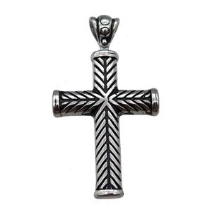 Stainless Steel Cross Charm Pendant Antique Silver, approx 30-55mm, 5mm hole