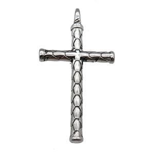 Stainless Steel Cross Charm Pendant Antique Silver, approx 35-55mm, 7mm hole