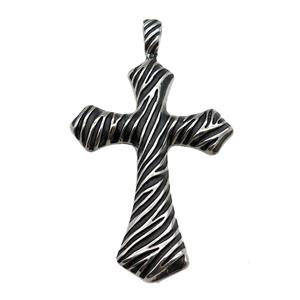 Stainless Steel Cross Charm Pendant Antique Silver, approx 47-67mm, 5mm hole