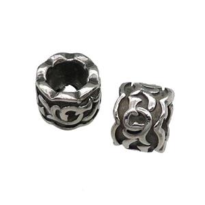 Stainless Steel Tube Beads Antique Silver, approx 11mm, 6mm hole