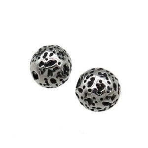 Round Stainless Steel Beads Antique Silver, approx 8mm