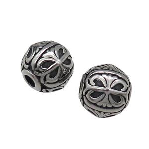 Round Stainless Steel Beads Antique Silver, approx 11mm