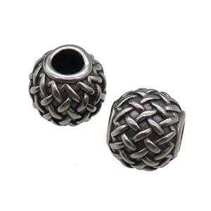 Round Stainless Steel Beads Antique Silver, approx 10-11.5mm, 4mm hole