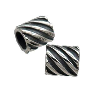 Stainless Steel Tube Beads Antique Silver, approx 9-10mm, 5mm hole