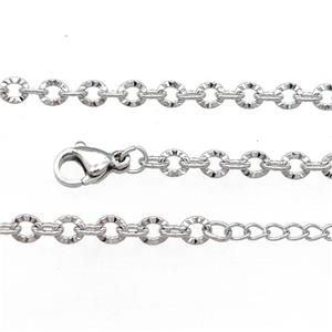 Raw Stainless Steel Necklace Chain, approx 3.6-4mm, 44-49cm length