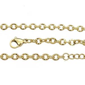Stainless Steel Necklace Chain Gold Plated, approx 3.6-4mm, 44-49cm length