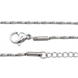 Raw Stainless Steel Necklace Chain, approx 1.2mm, 44-49cm length