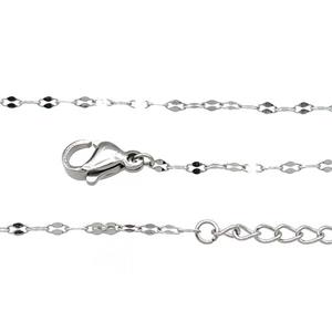 Raw Stainless Steel Necklace Chain, approx 1.5mm, 44-49cm length