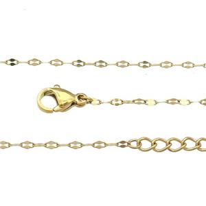 Stainless Steel Necklace Chain Gold Plated, approx 1.5mm, 44-49cm length