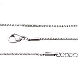 Raw Stainless Steel Necklace Chain, approx 1.2mm, 44-49cm length