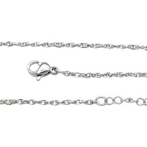 Raw Stainless Steel Necklace Chain, approx 1.6mm, 44-49cm length