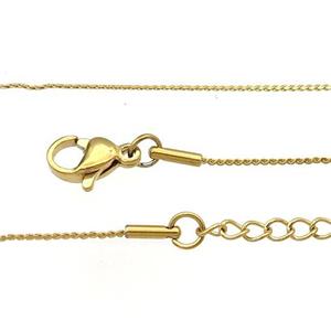 Stainless Steel Necklace Chain Gold Plated, approx 0.5x0.7mm, 44-49cm length