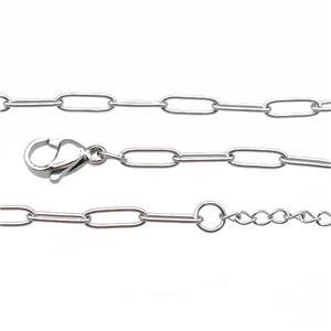 Raw Stainless Steel Necklace Chain, approx 3-10mm, 44-49cm length