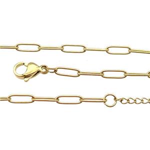 Stainless Steel Necklace Chain Gold Plated, approx 3-10mm, 44-49cm length